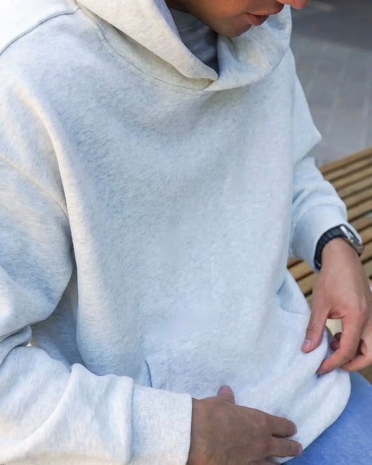 Bulk blank grey boxy hoodies Australia — 380GSM heavyweight cotton for embroidery or printing