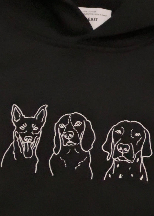 Custom pet portrait hoodie for dog mum, made in Melbourne