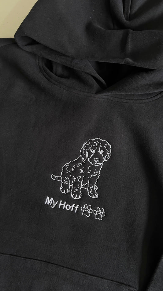 A hoodie with dog embroidered on it for a fog loved gift