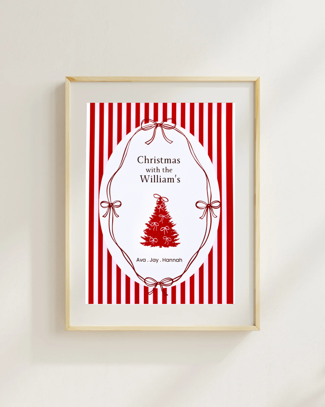 Personalised Christmas Family Print – Custom Name Holiday Wall Art (A4 / A5 / A6)