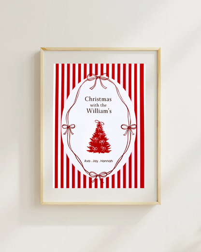 Personalised Christmas Family Print – Custom Name Holiday Wall Art (A4 / A5 / A6)