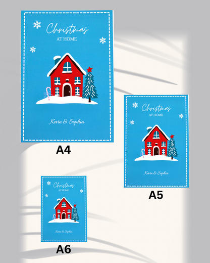 Personalised Christmas Home Print – Custom Family Christmas Art – Holiday House Illustration – A4 / A5 / A6