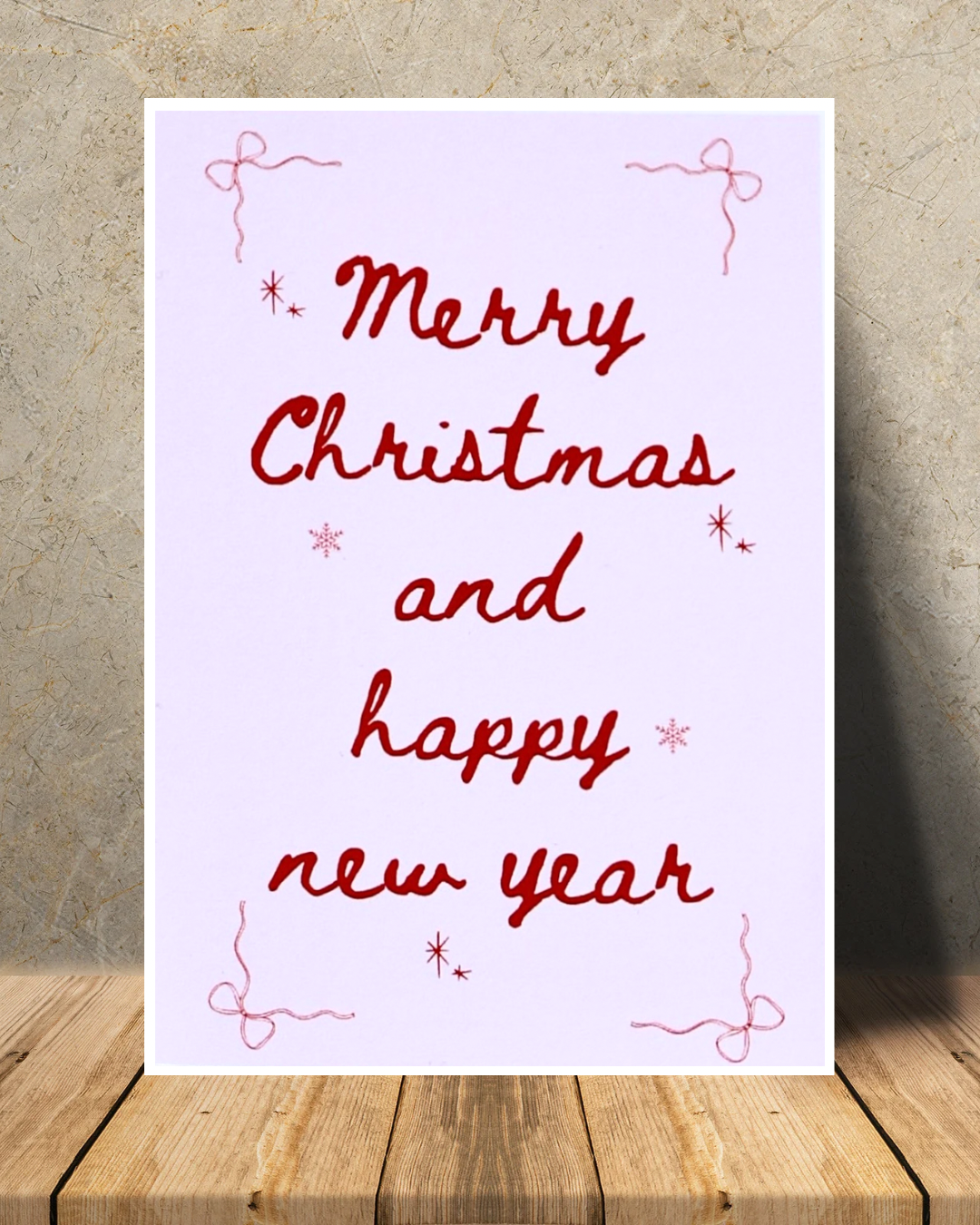 Pink Merry Christmas and Happy New Year Print – Festive Holiday Art, A4/A5/A6