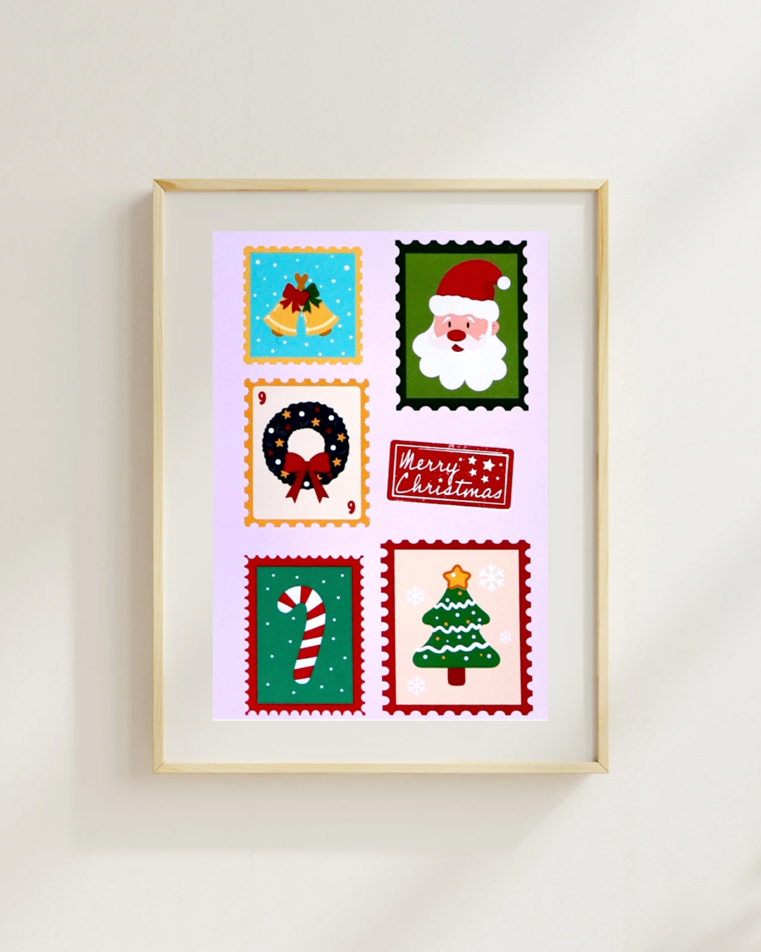 Christmas Stamps Art Print – Festive Postal-Inspired Holiday Decor | A4 / A5 / A6 🎄