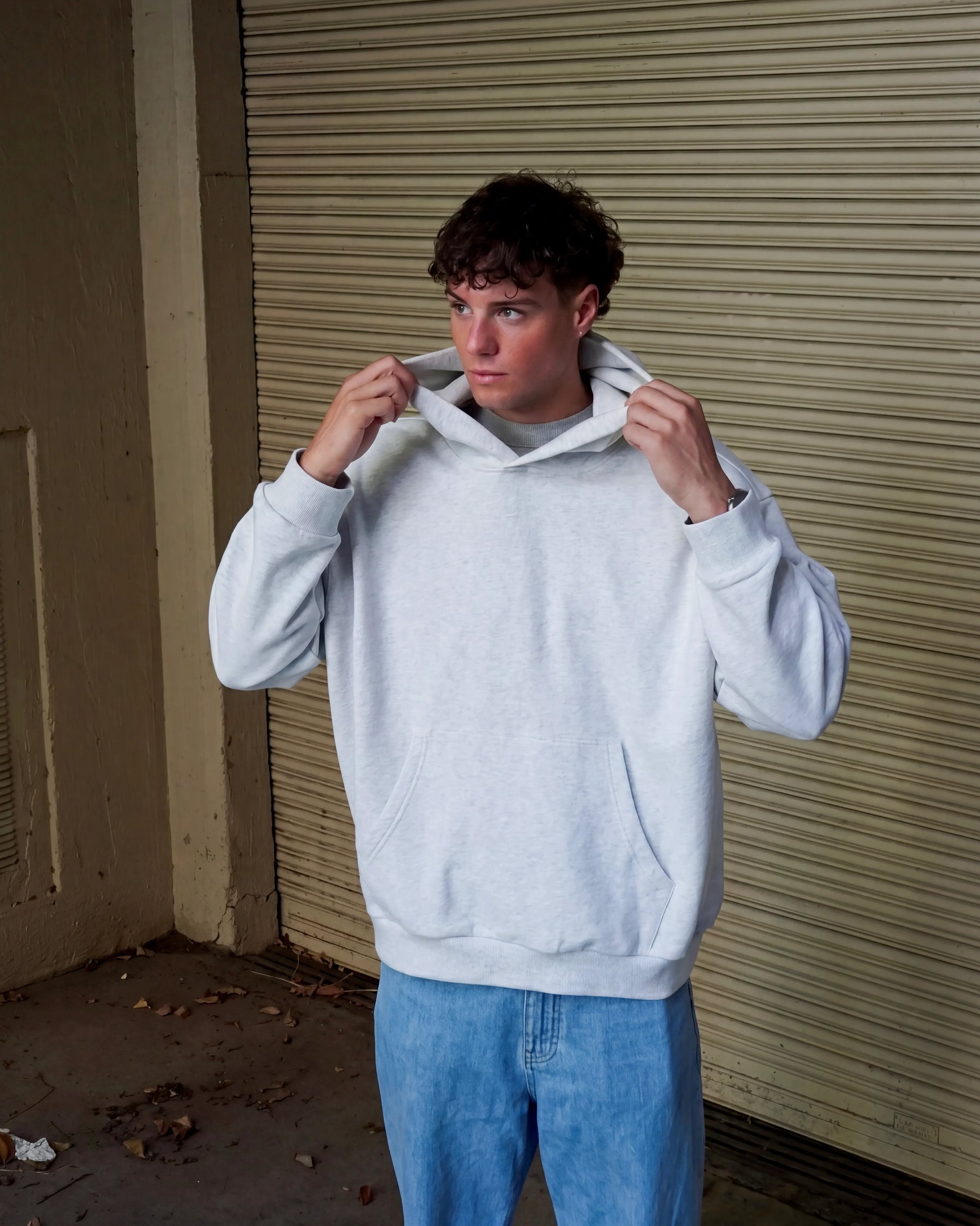 380GSM heavyweight boxy grey hoodie Australia — premium blank cotton hoodie