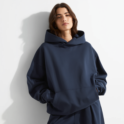 Heavyweight Premium Boxy Navy Fleece Hoodie