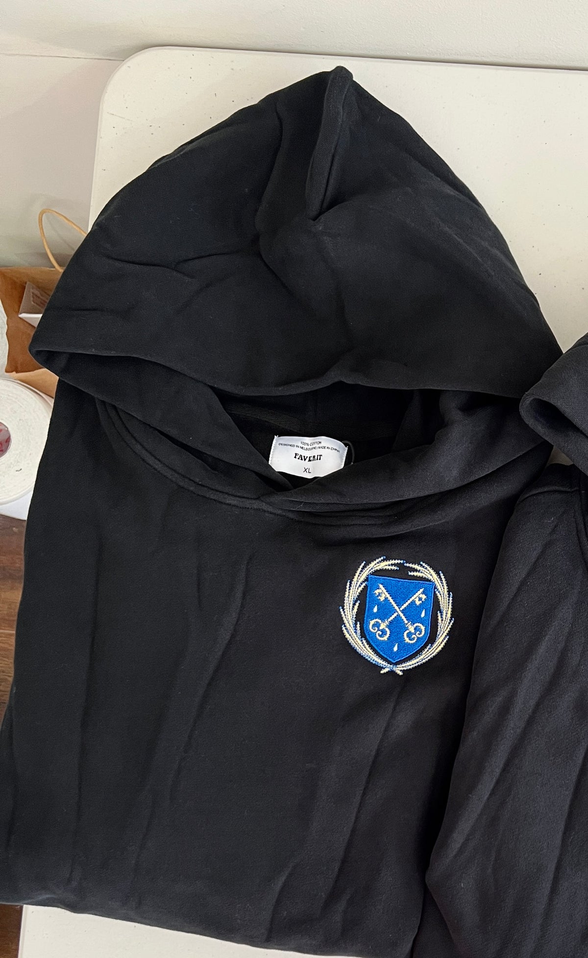 Priestly Fraternity of Saint Peter embroidery on a heavyweight 380gsm boxy black hoodie