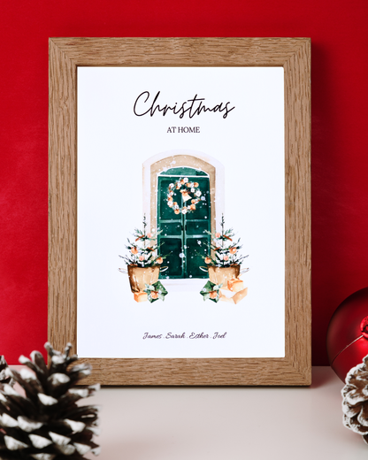 Personalised Home Christmas Print – Custom Family Names | Festive Wall Art (A4 / A5 / A6)