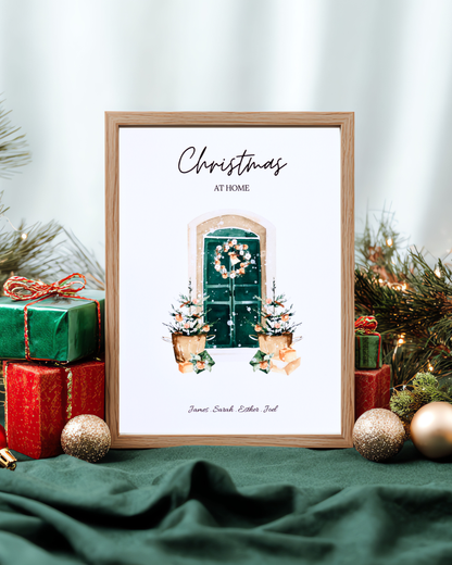 Personalised Home Christmas Print – Custom Family Names | Festive Wall Art (A4 / A5 / A6)