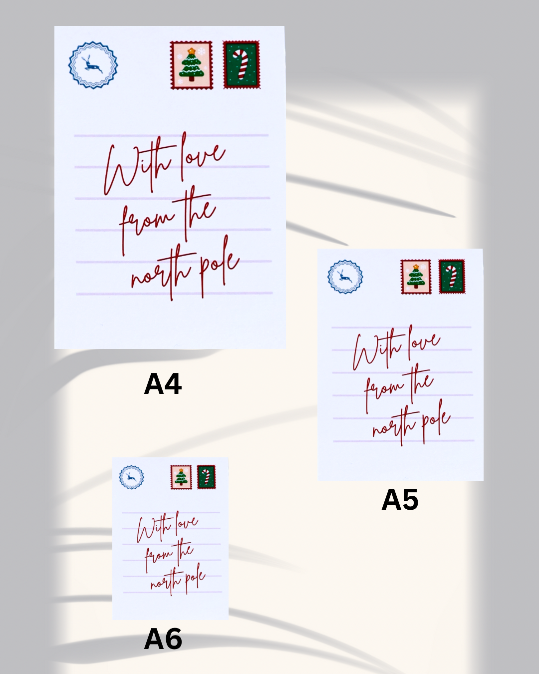 Postcard-Style “With Love from the North Pole” Print – Holiday Art, Festive Christmas Decor