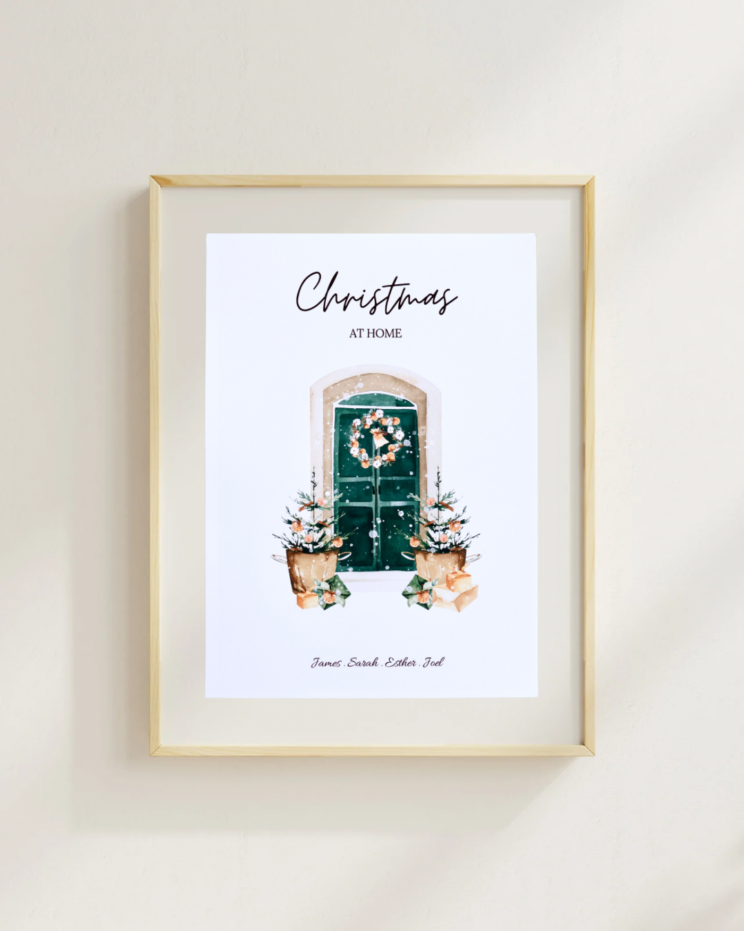 Personalised Home Christmas Print – Custom Family Names | Festive Wall Art (A4 / A5 / A6)