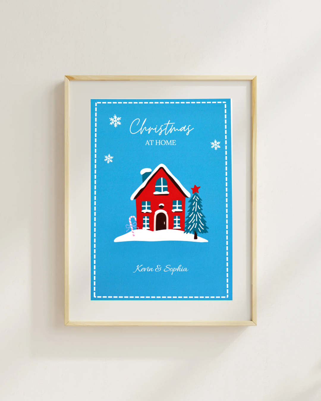 Personalised Christmas Home Print – Custom Family Christmas Art – Holiday House Illustration – A4 / A5 / A6