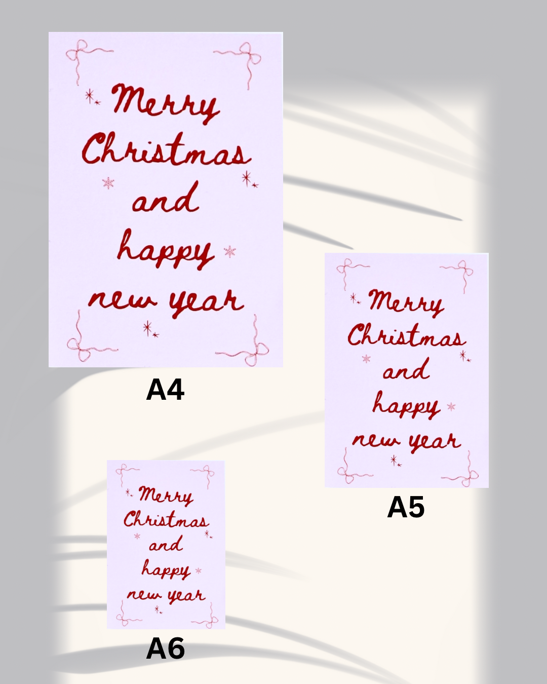 Pink Merry Christmas and Happy New Year Print – Festive Holiday Art, A4/A5/A6