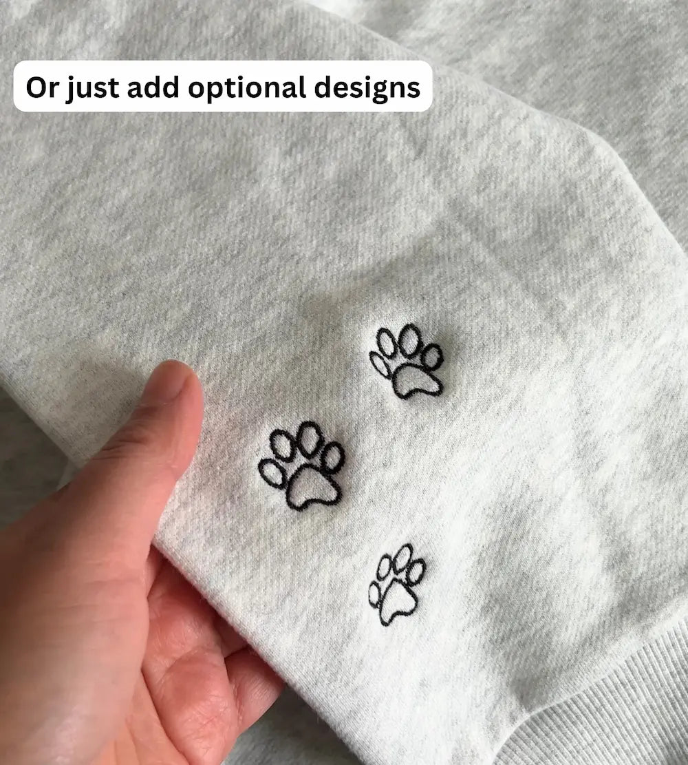 Custom cat hoodie Australia — personalised cat portrait sweatshirt embroidered in Melbourne, gift for cat parents