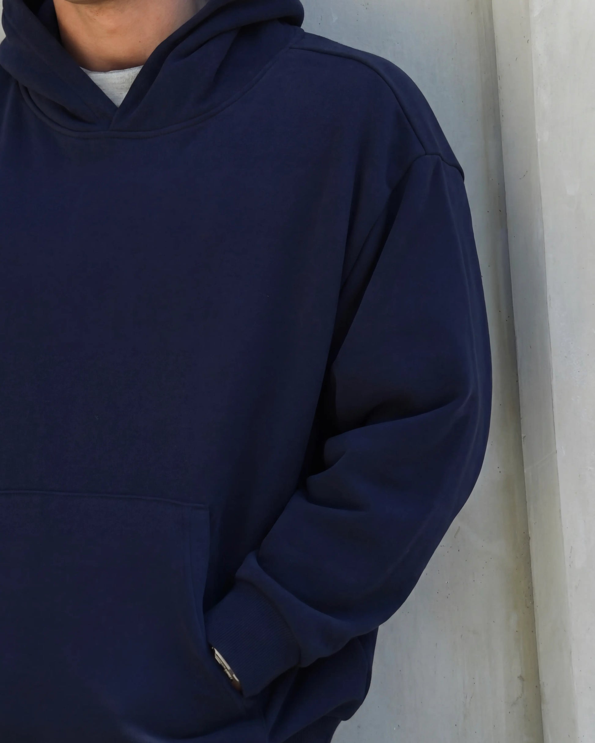 Bulk blank navy blue boxy hoodies Australia — 380GSM heavyweight cotton for embroidery or printing