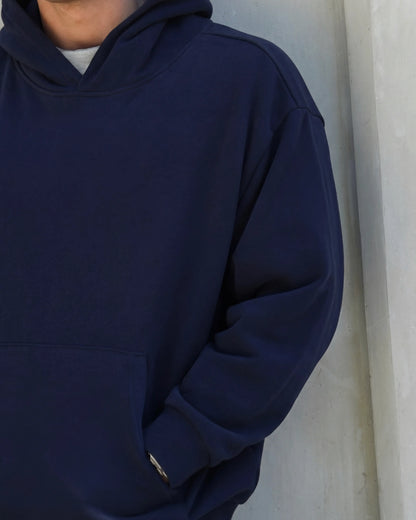 Bulk blank navy blue boxy hoodies Australia — 380GSM heavyweight cotton for embroidery or printing
