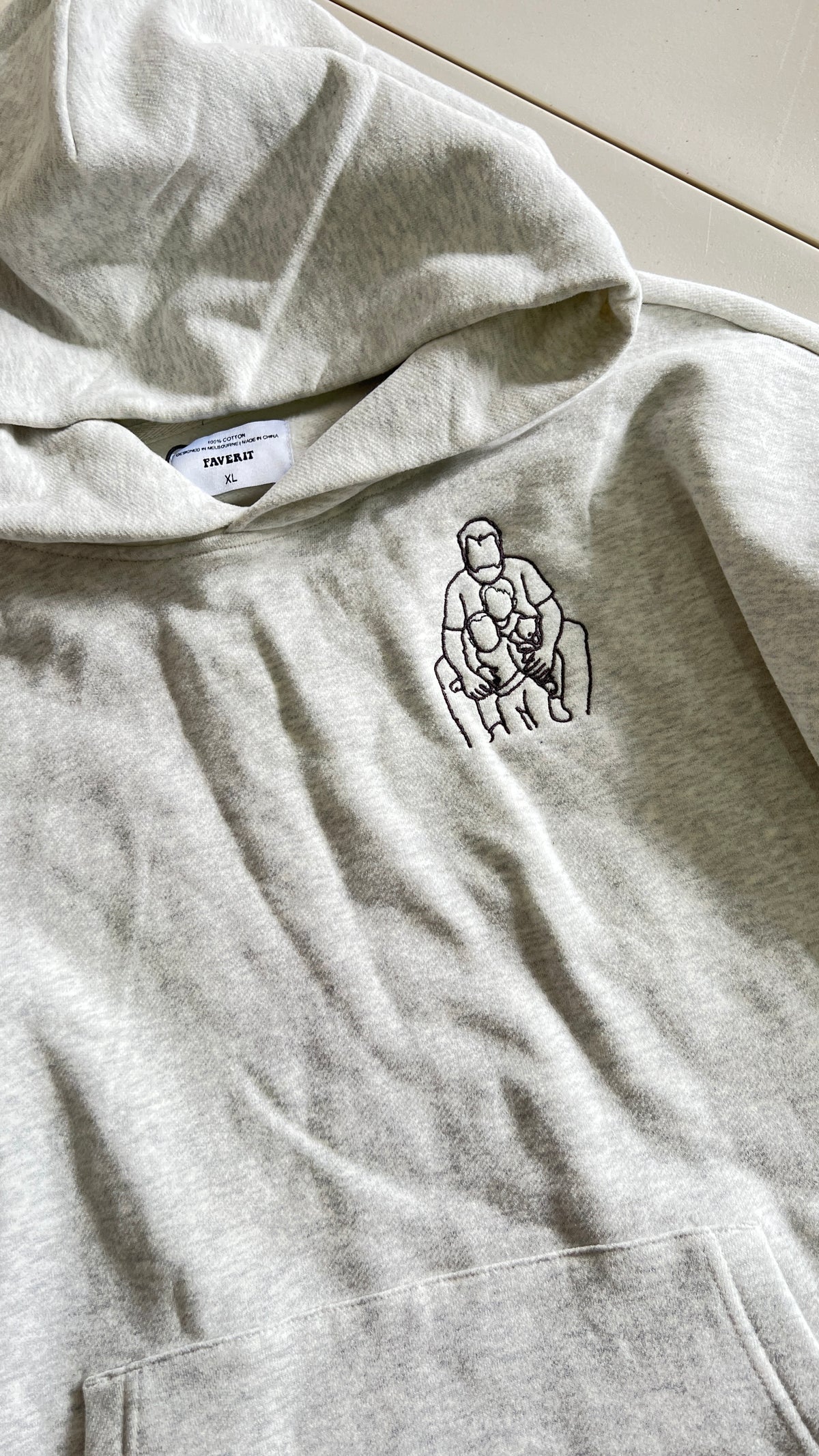 Dad and kids photo embroidered on a heavyweight jumper Australia 