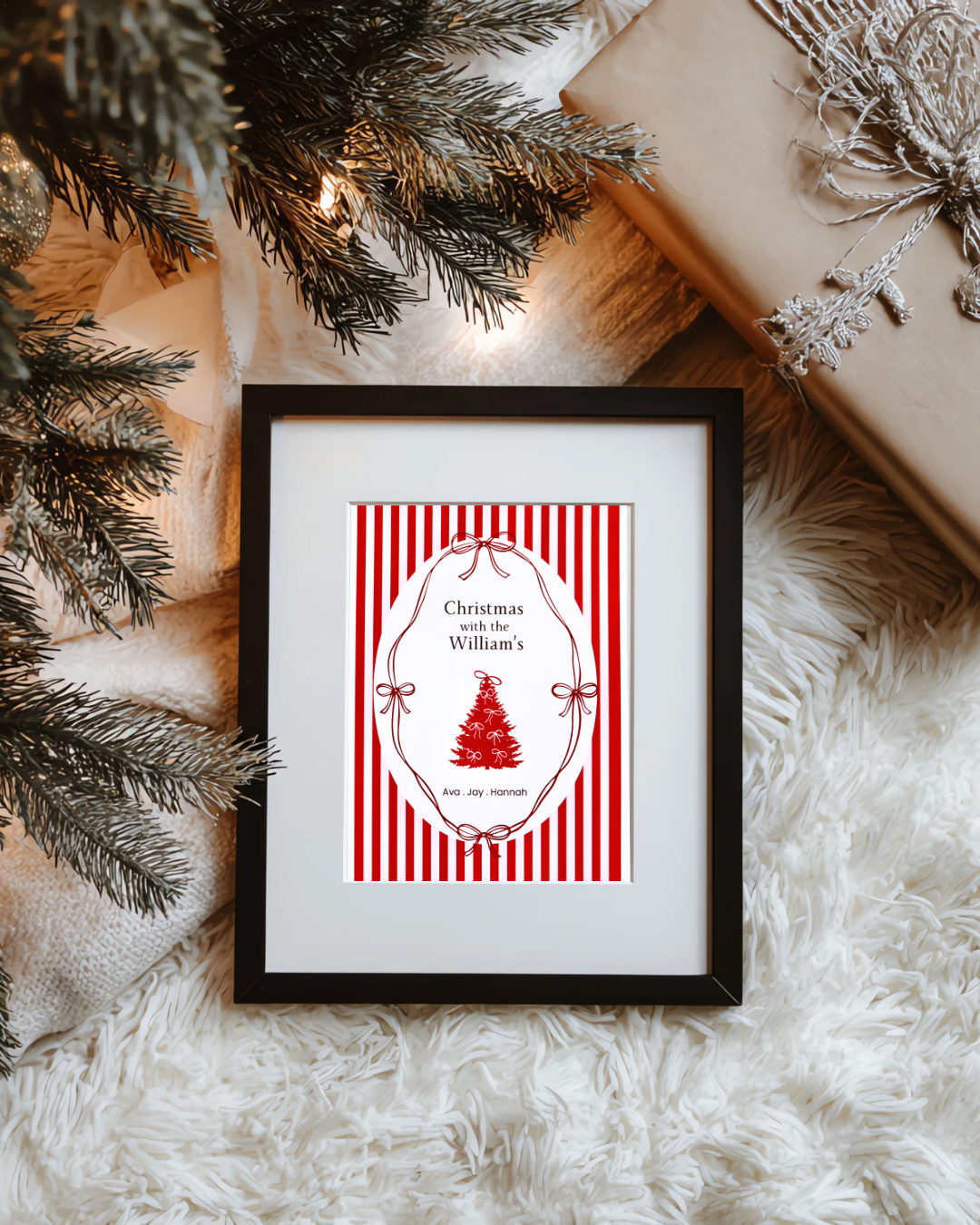 Personalised Christmas Family Print – Custom Name Holiday Wall Art (A4 / A5 / A6)