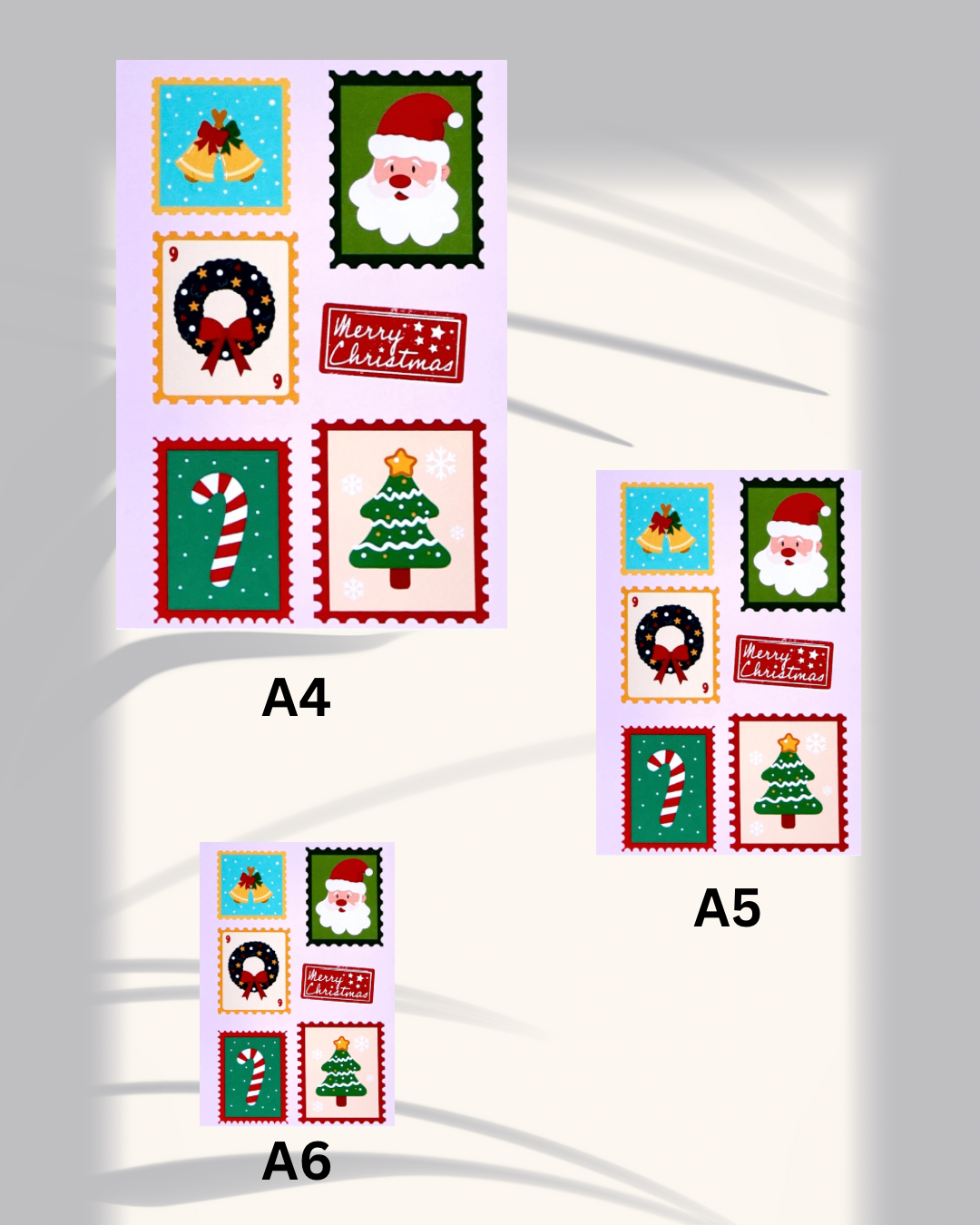 Christmas Stamps Art Print – Festive Postal-Inspired Holiday Decor | A4 / A5 / A6 🎄