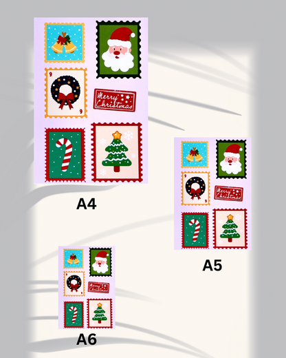 Christmas Stamps Art Print – Festive Postal-Inspired Holiday Decor | A4 / A5 / A6 🎄