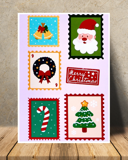 Christmas Stamps Art Print – Festive Postal-Inspired Holiday Decor | A4 / A5 / A6 🎄