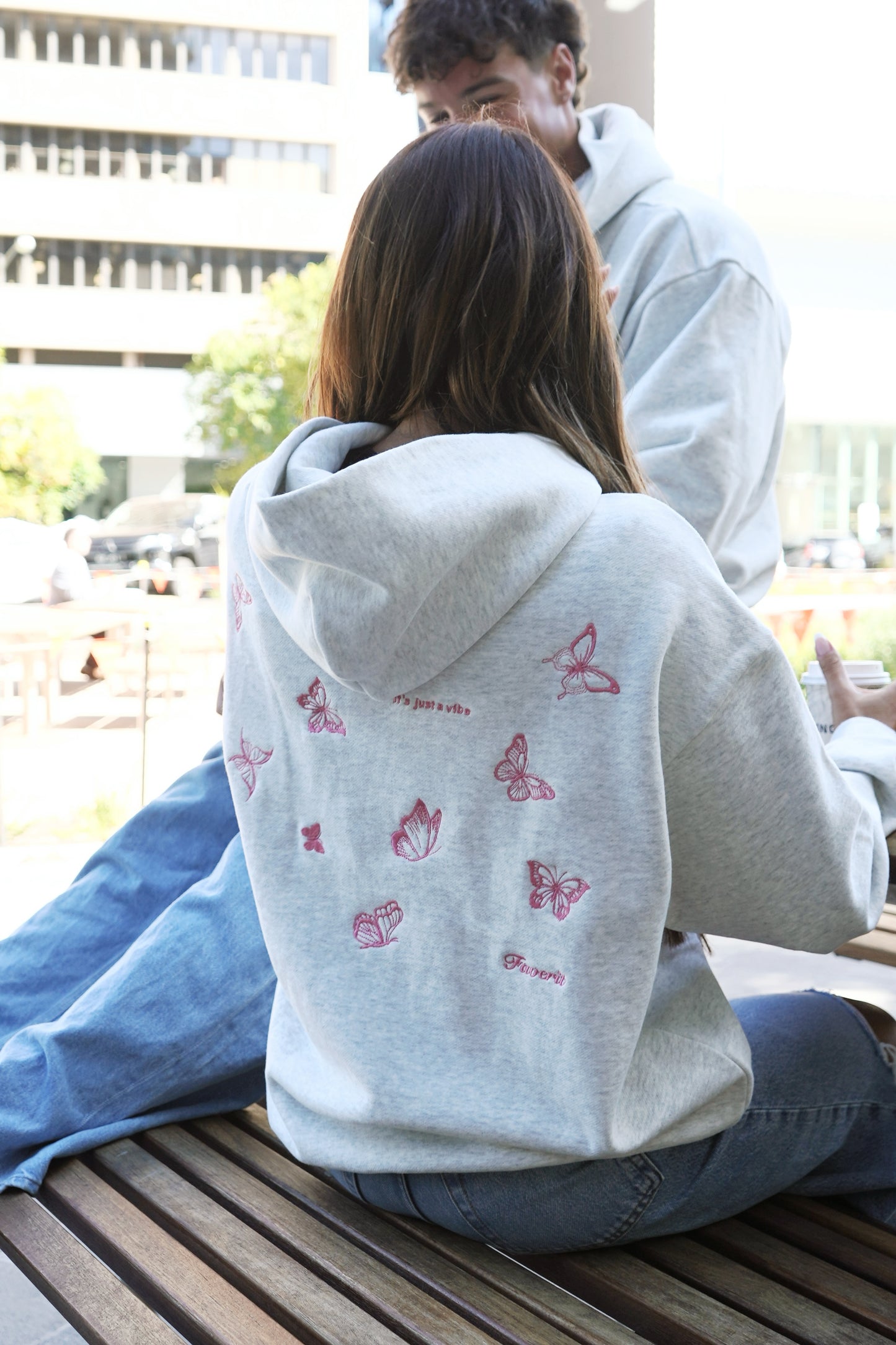 Embroidered Butterfly Hoodie 100% Cotton Fleece Embroider your