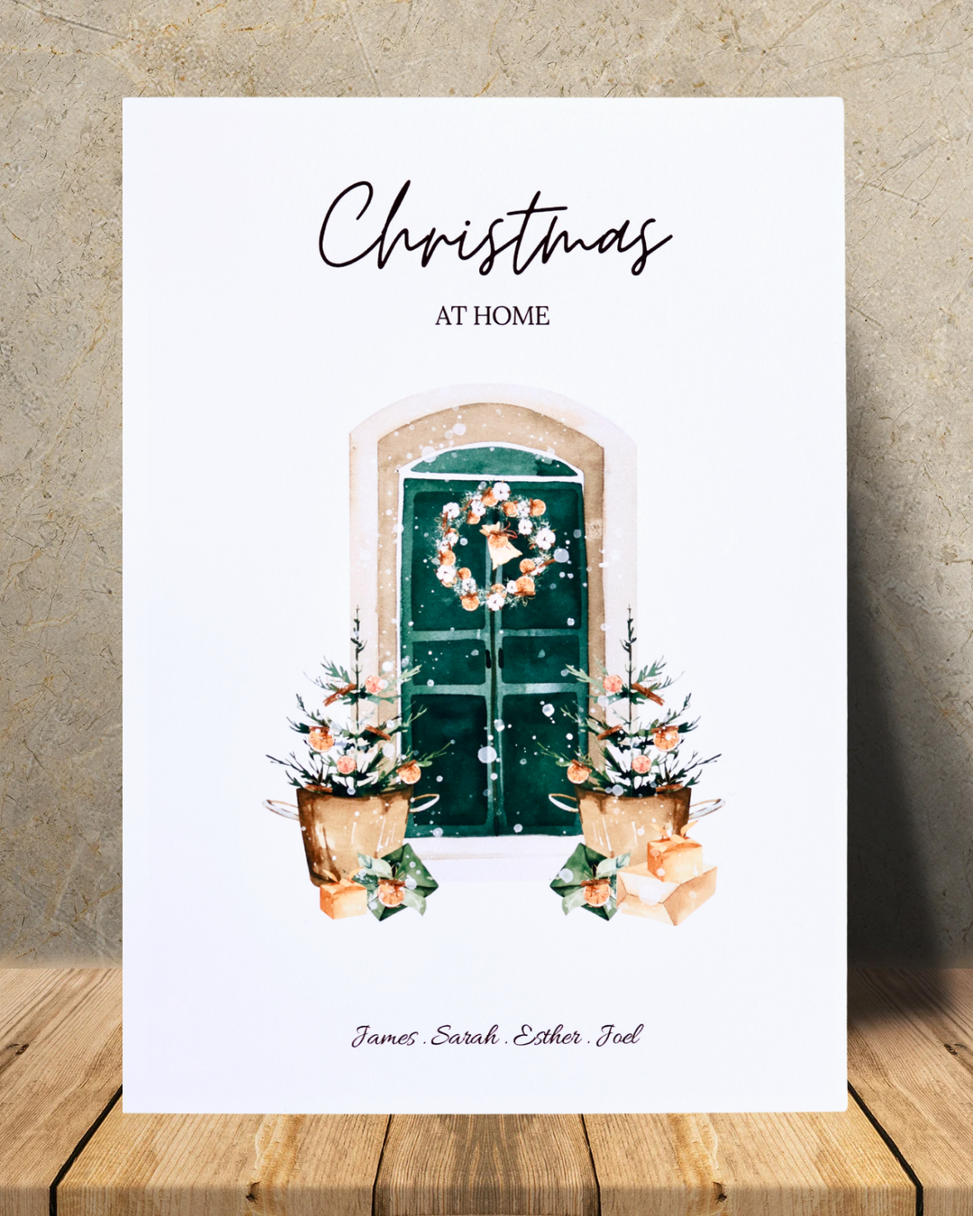 Personalised Home Christmas Print – Custom Family Names | Festive Wall Art (A4 / A5 / A6)