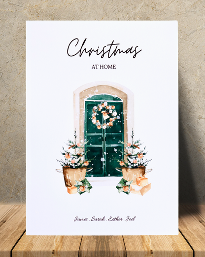 Personalised Home Christmas Print – Custom Family Names | Festive Wall Art (A4 / A5 / A6)