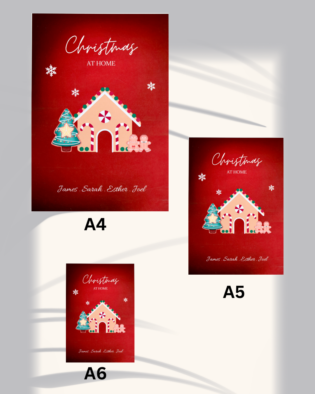 Personalised Gingerbread Christmas Print – Custom Family Names | Festive Wall Art (A4 / A5 / A6)