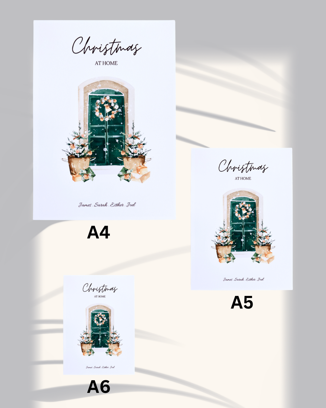 Personalised Home Christmas Print – Custom Family Names | Festive Wall Art (A4 / A5 / A6)