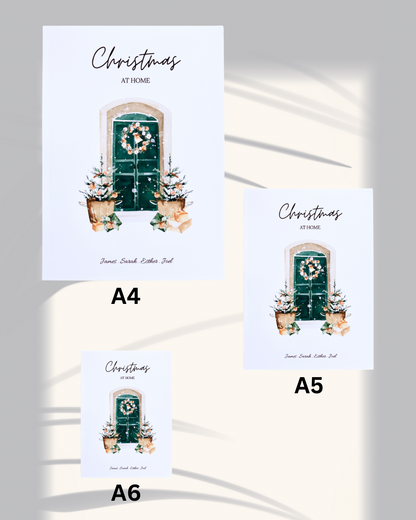 Personalised Home Christmas Print – Custom Family Names | Festive Wall Art (A4 / A5 / A6)
