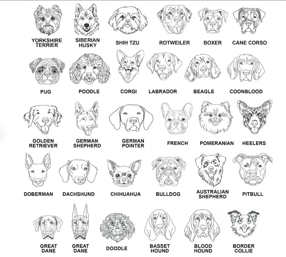 Custom Embroidered dog breed on heavyweight hoodie