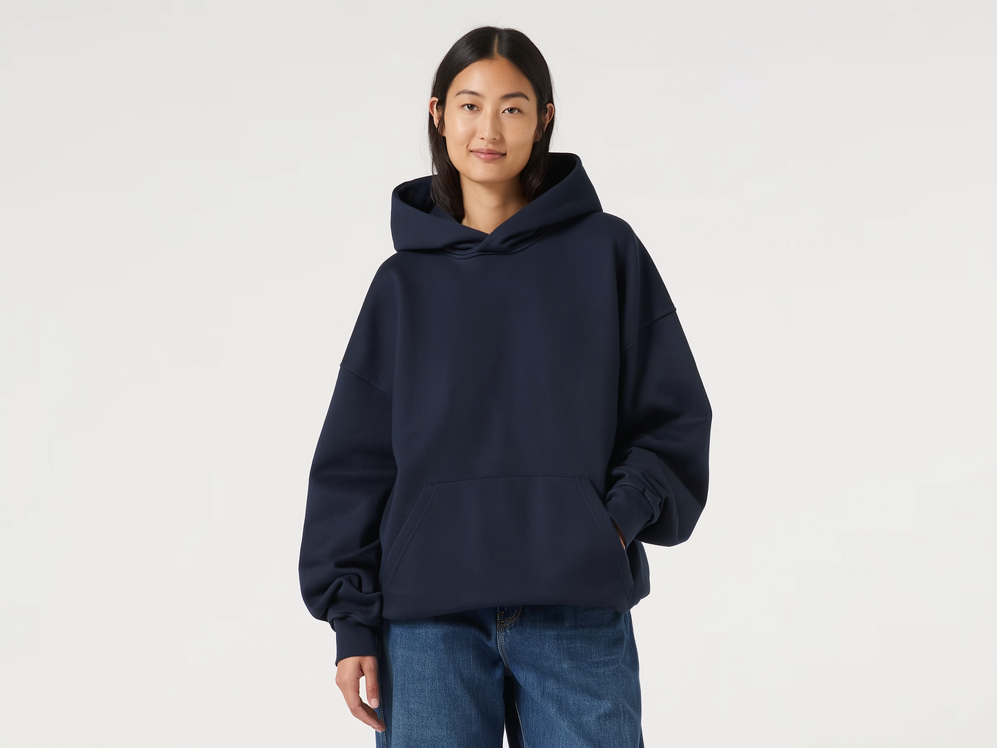 Heavyweight Premium Boxy Navy Fleece Hoodie