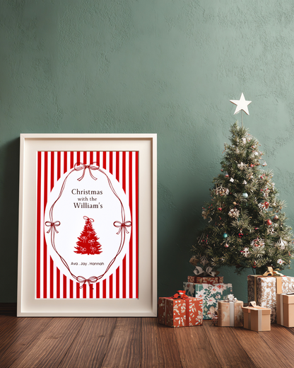Personalised Christmas Family Print – Custom Name Holiday Wall Art (A4 / A5 / A6)