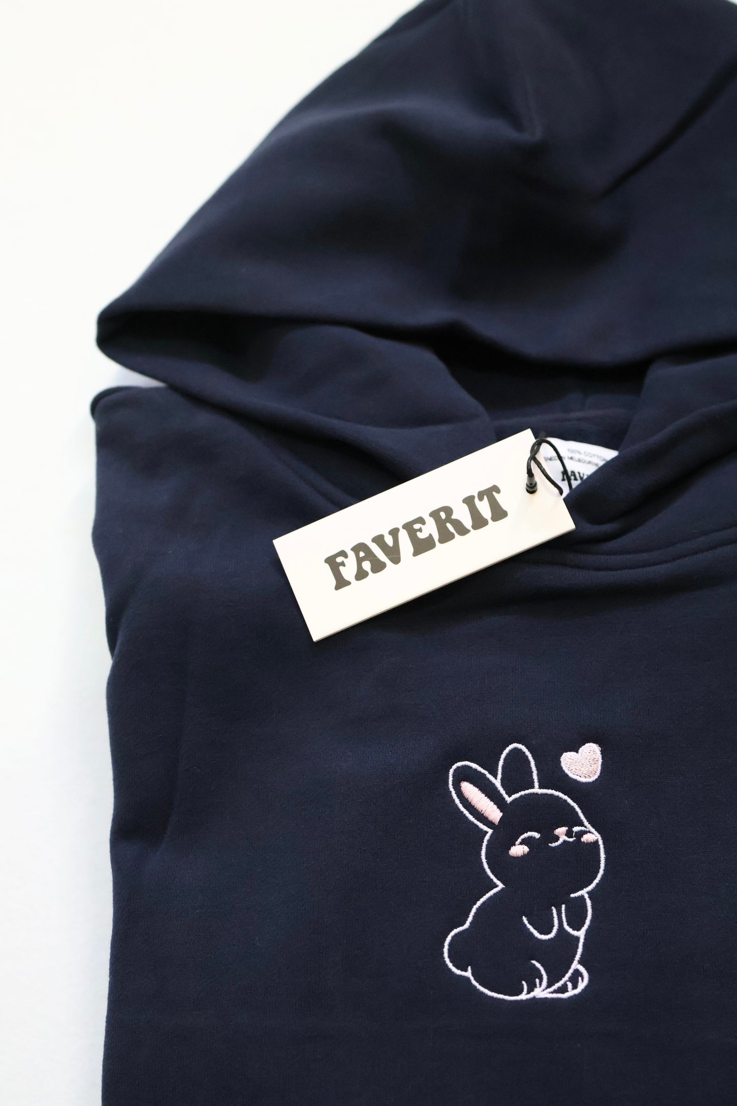 Heavyweight Premium Boxy Bunny Hoodie - Navy