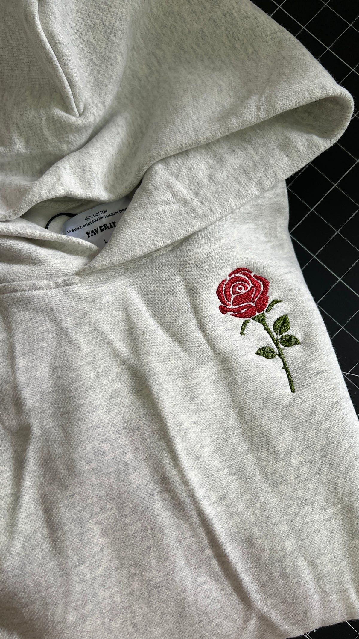 Hoodie with rose embroidered, gift for partner, valentines day gift