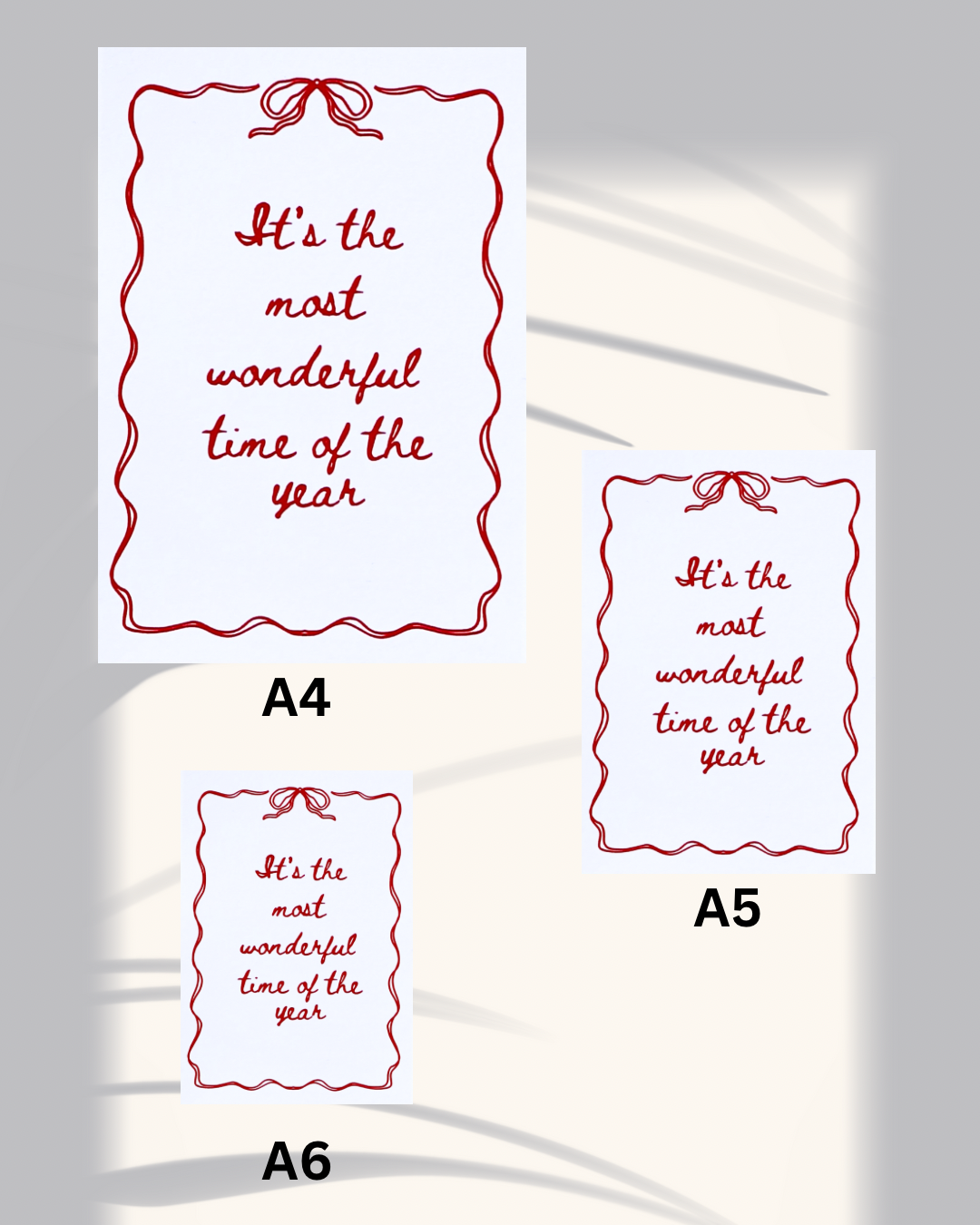 Christmas Print – “It’s the Most Wonderful Time of the Year” | Festive Bow Art | Holiday Wall Decor