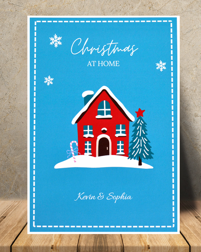 Personalised Christmas Home Print – Custom Family Christmas Art – Holiday House Illustration – A4 / A5 / A6