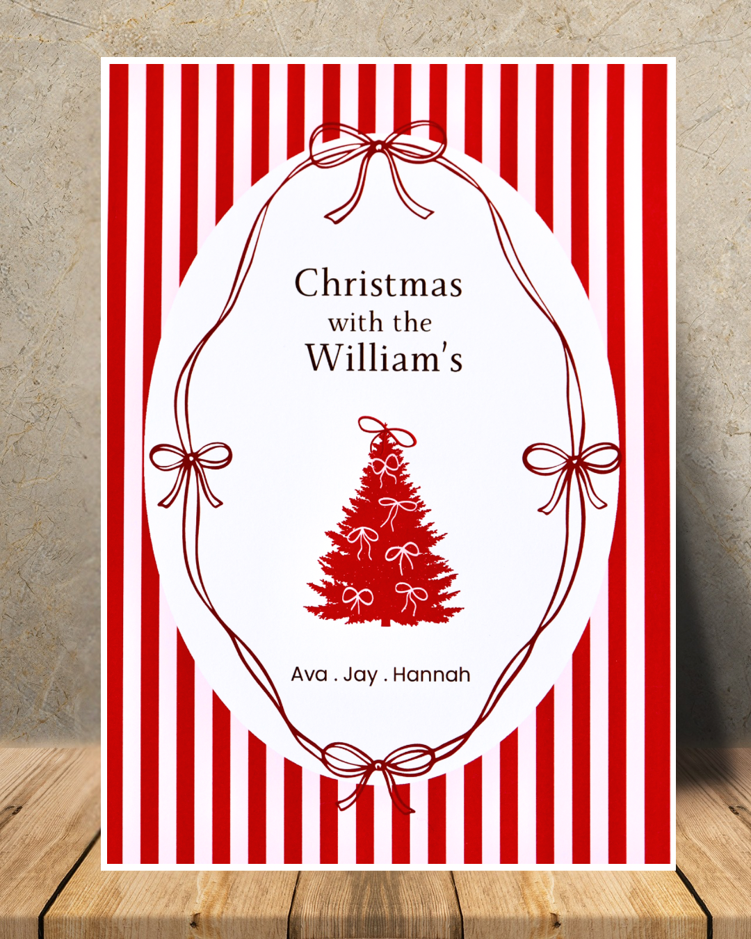 Personalised Christmas Family Print – Custom Name Holiday Wall Art (A4 / A5 / A6)