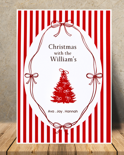 Personalised Christmas Family Print – Custom Name Holiday Wall Art (A4 / A5 / A6)