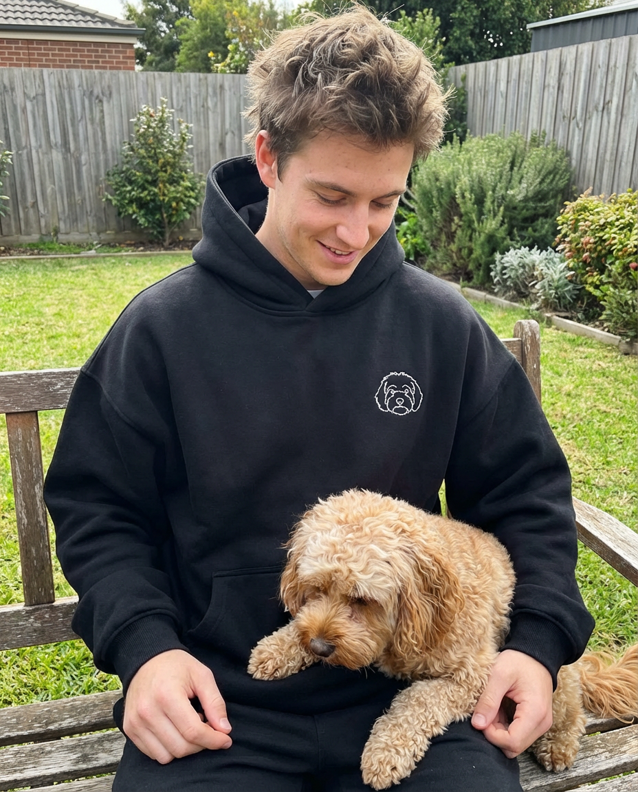Custom Pet Embroidered Hoodie – 100% Cotton, Heavyweight & Personalised in Australia