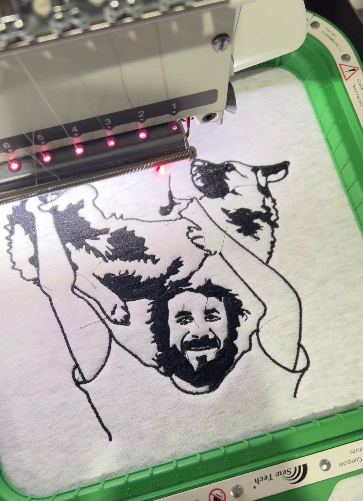Dog dad embroidered with his dog on a heavyweight hoodie grey