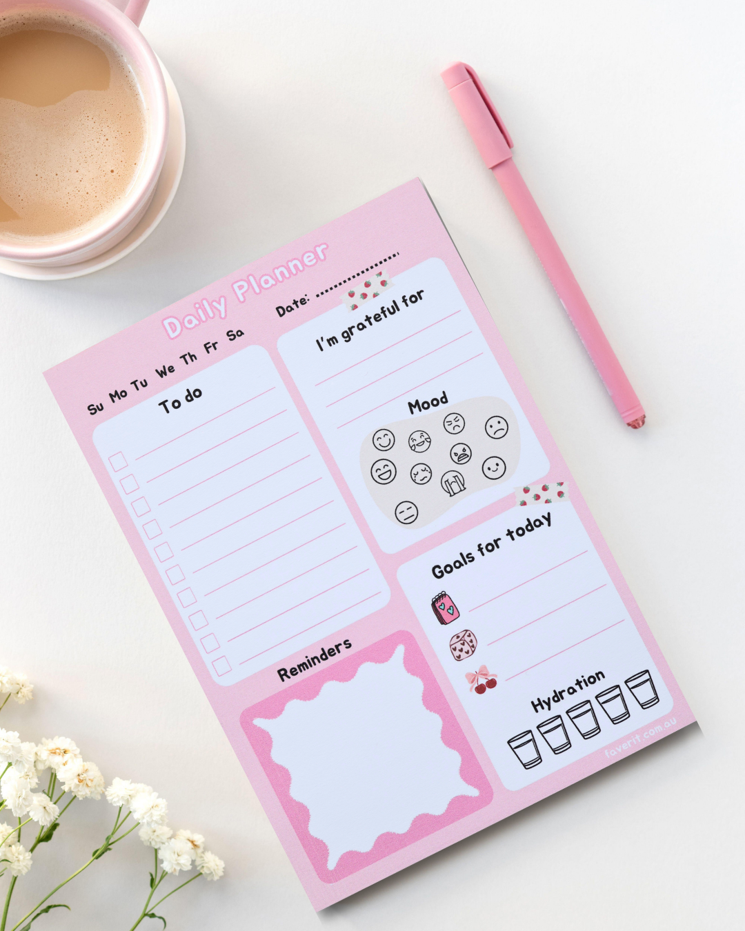 Pink Daily Planner Notepad