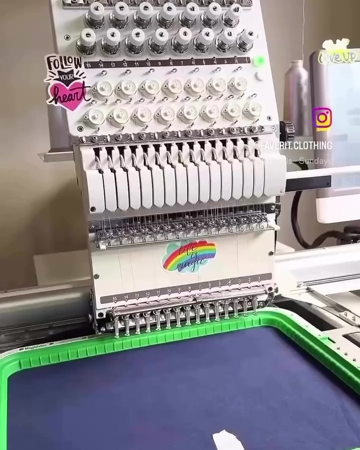 Load video: The video shows Embroidery being done on heavyweight hoodies in-house in Melbourne