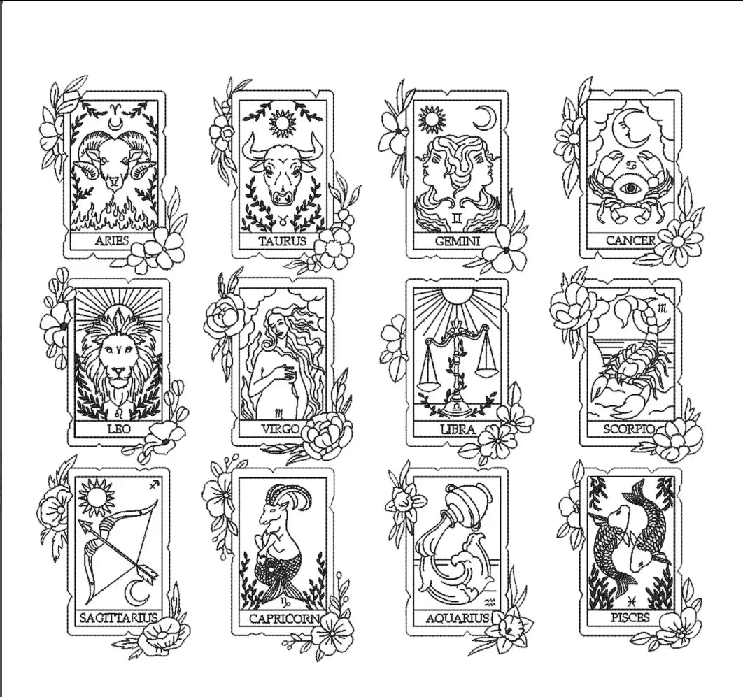 Custom Embroidered tarot on heavyweight hoodie